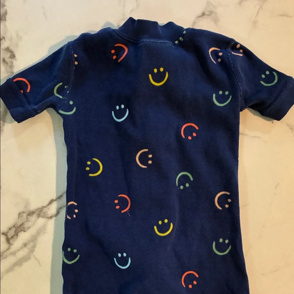 Hanna Andersson Navy Blue Shorts Pajama with Multicolor Smiles